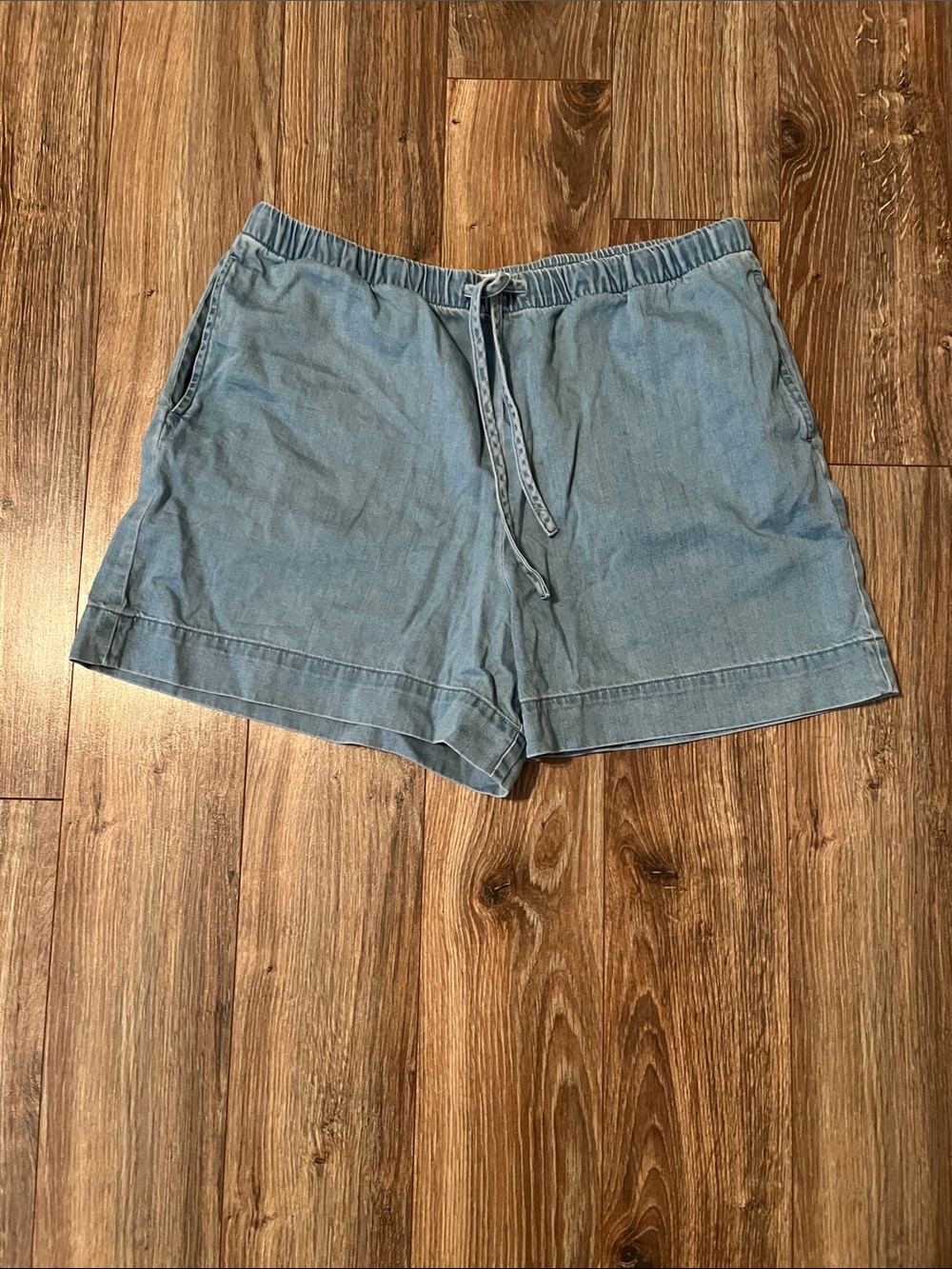 Market & Spruce Light Blue Drawstring Chambray Women's Shorts